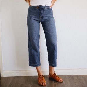 Sezane Cropped Wide Leg Denim